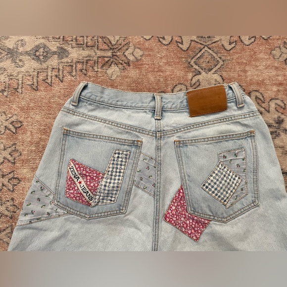 Zena Jeans Vintage Light Wash Patch Work Mom Shorts Women’s Size 12 - Picture 3 of 7